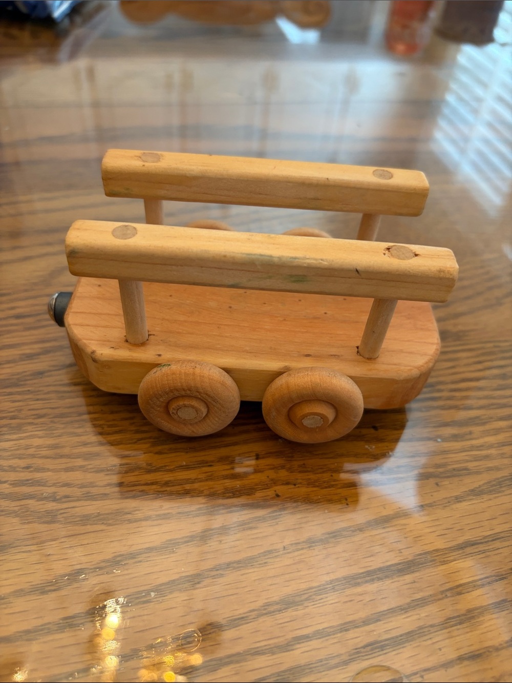Wooden Unpainted Log Transport Toy Car PreOwned Rolls well